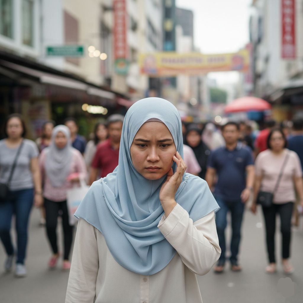 Wanita merasa tidak yakin di khalayak ramai disebabkan tona kulit